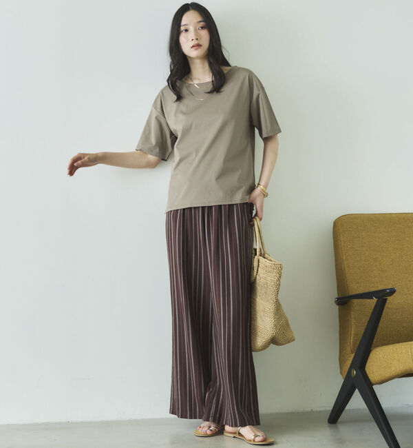 Doux archives「【吸湿透気】ボートネック半袖プルオーバー」|Tシャツ・カットソー|