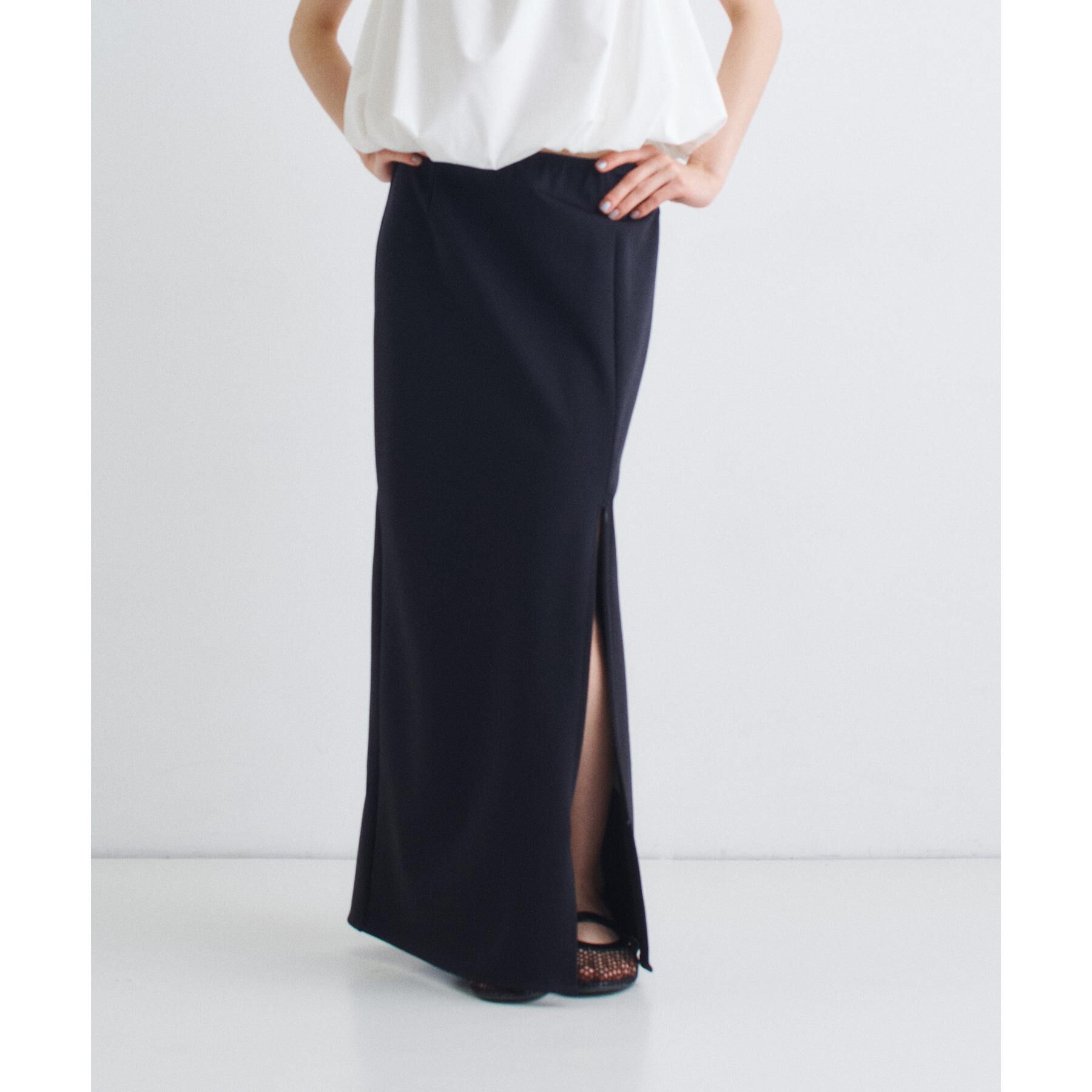 CODE A「slit jersey skirt」|スカート|ブラック(019)