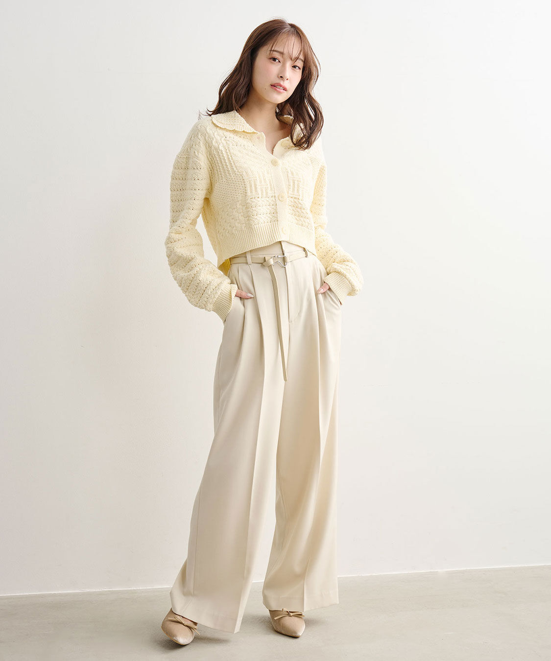 COCO DEAL「モチーフベルト付きワイドパンツ」|スラックス|