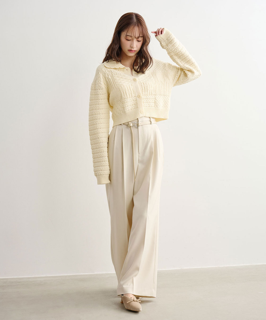 COCO DEAL「モチーフベルト付きワイドパンツ」|スラックス|