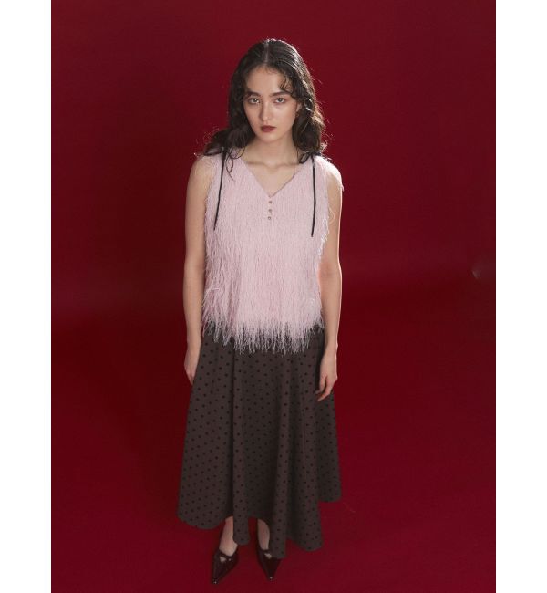 LAGUNAMOON「フェザーVネックリボントップス」|Tシャツ・カットソー|