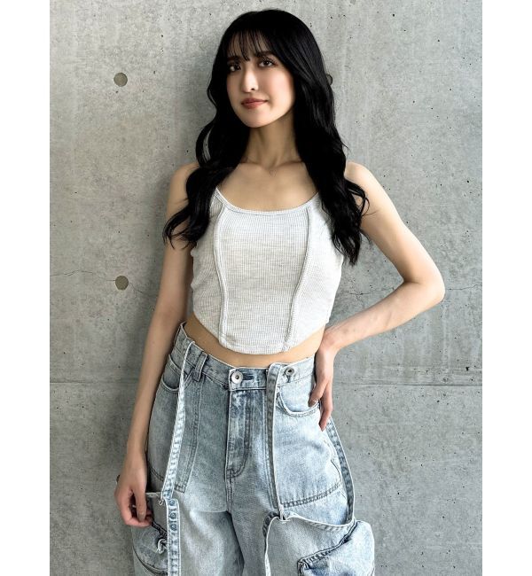 GYDA「front roundワッフルビスチェ」|キャミソール|