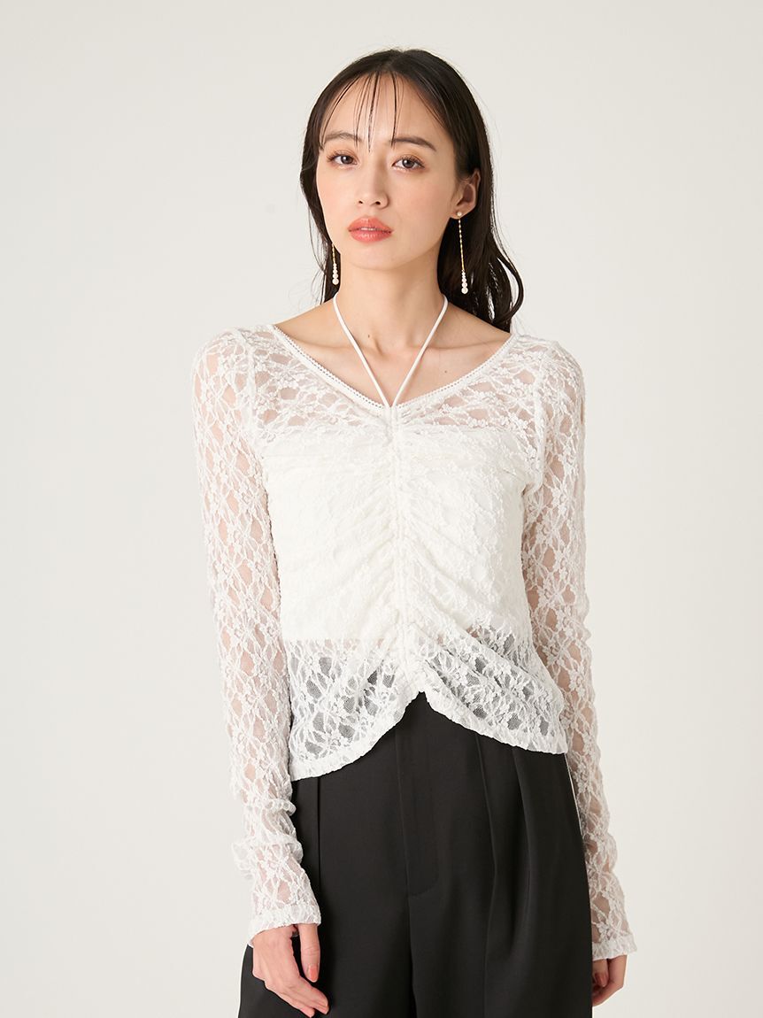 FRAY I.D「ドロストギャザーレーストップス」|Tシャツ・カットソー|