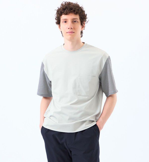MACKINTOSH PHILOSOPHY「TEXBRID天竺&times;サッカー スリーブコンビTシャツ」|Tシャツ・カットソー|ライトグレー