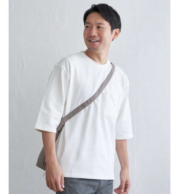 ikka「ストレッチインレイ7分袖Tシャツ」|Tシャツ・カットソー|ホワイト