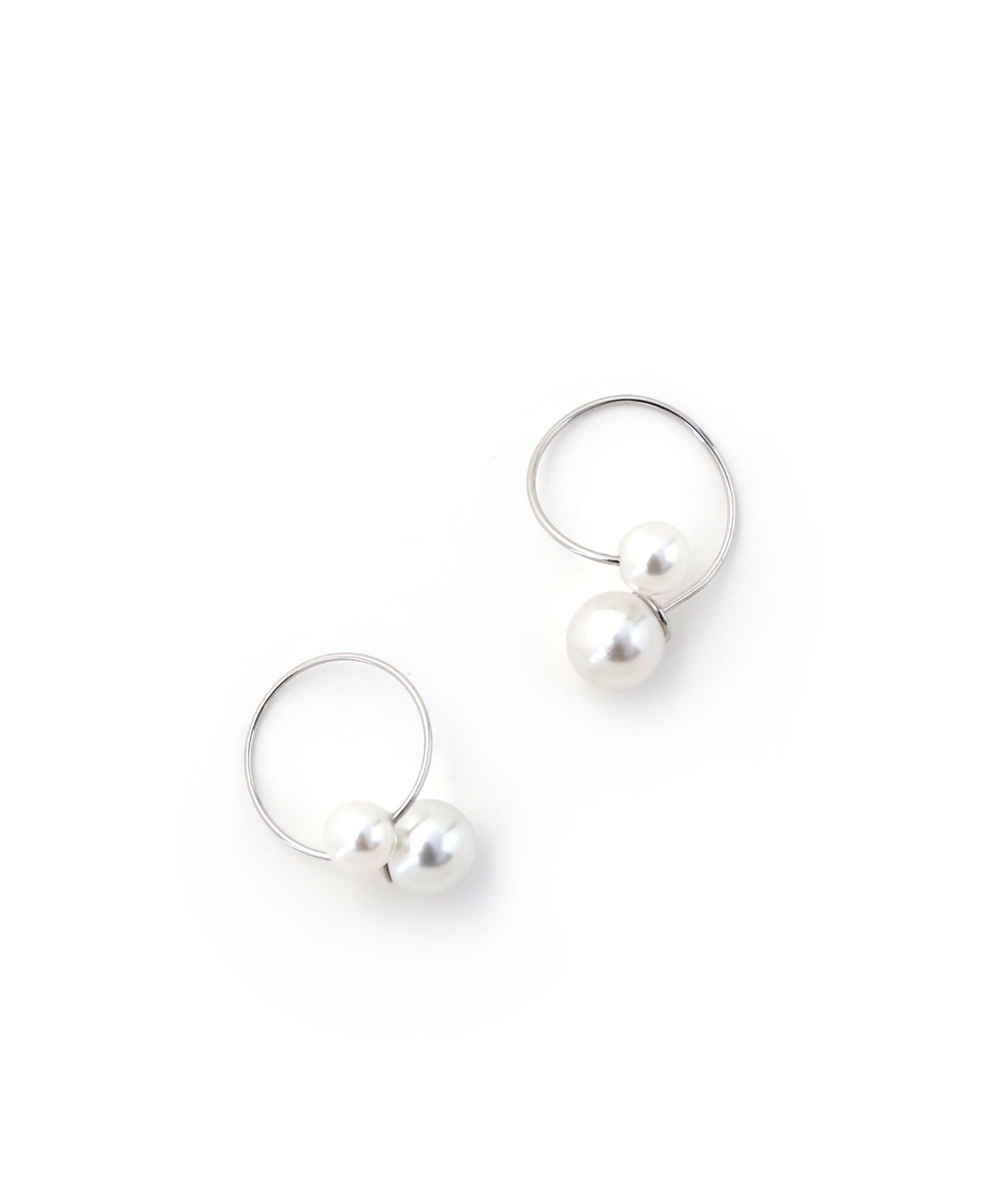  「ツインパール クロスフープピアス」|ピアス|