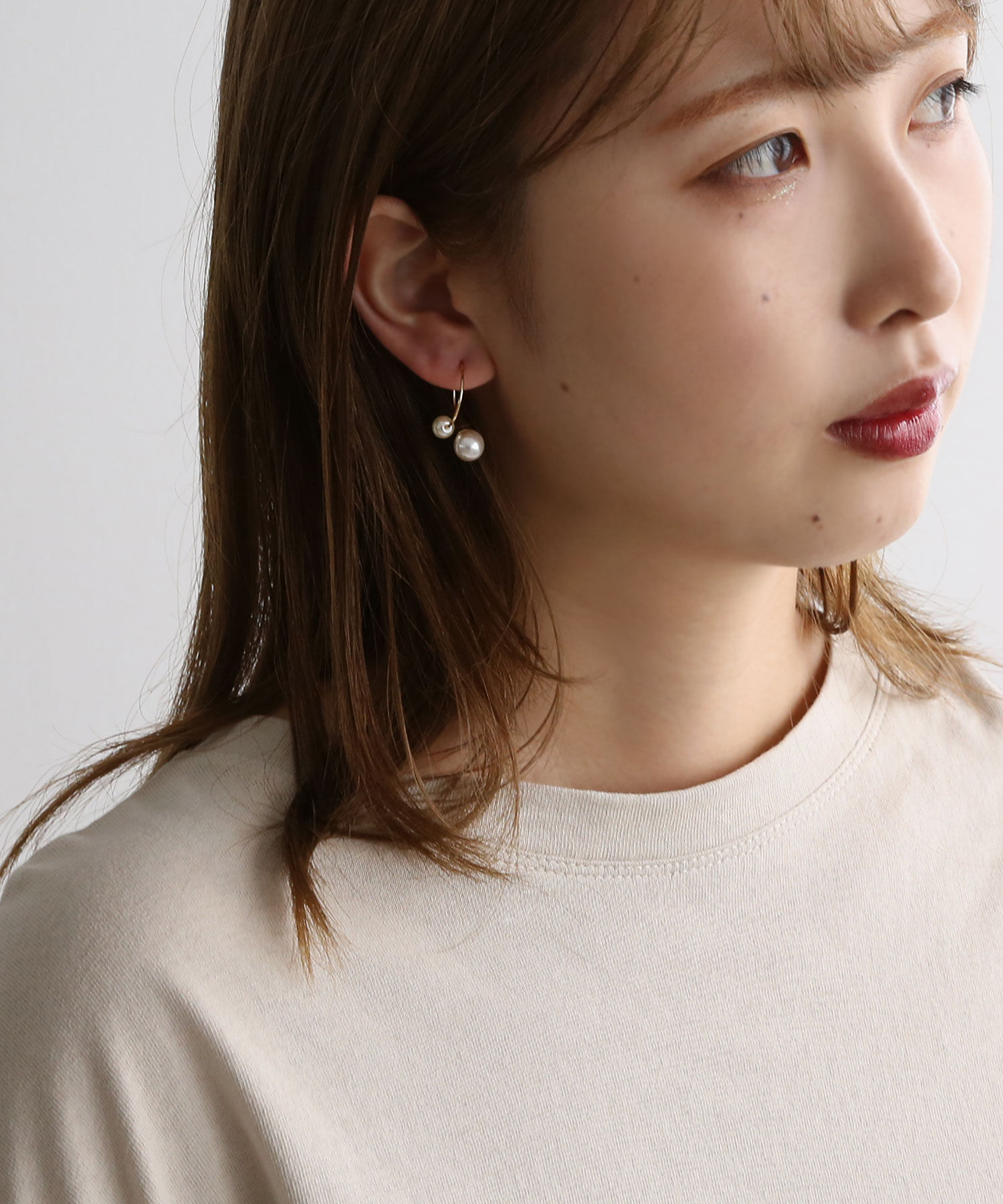  「ツインパール クロスフープピアス」|ピアス|
