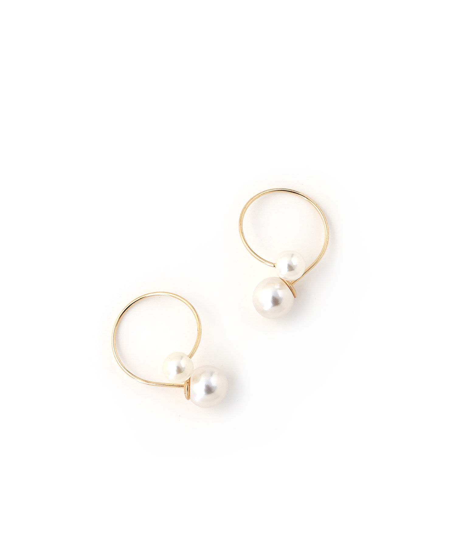  「ツインパール クロスフープピアス」|ピアス|