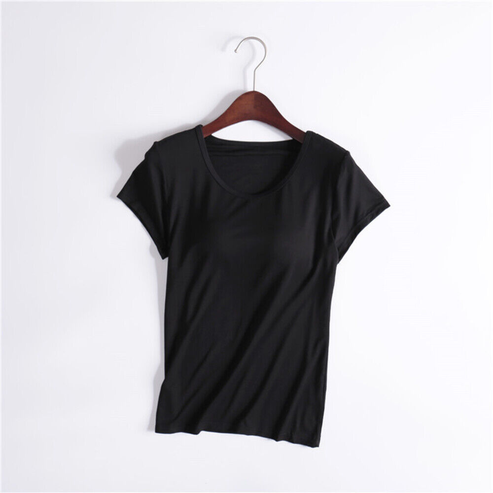BACKYARD FAMILY「半袖 Tシャツ レディース カップ付 通販 tシャツ カットソー パッド付き ヨガ パジャマ」|Tシャツ・カットソー|ブラック1