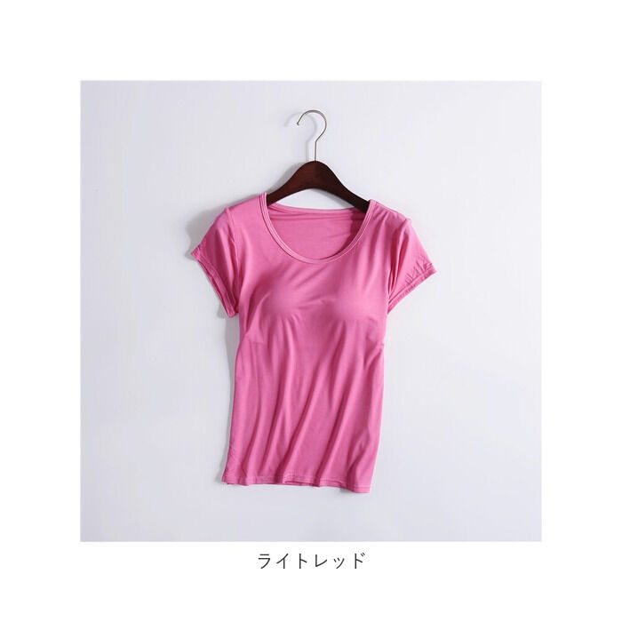 BACKYARD FAMILY「半袖 Tシャツ レディース カップ付 通販 tシャツ カットソー パッド付き ヨガ パジャマ」|Tシャツ・カットソー|