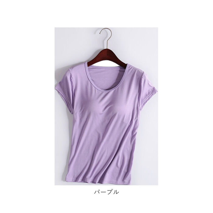 BACKYARD FAMILY「半袖 Tシャツ レディース カップ付 通販 tシャツ カットソー パッド付き ヨガ パジャマ」|Tシャツ・カットソー|