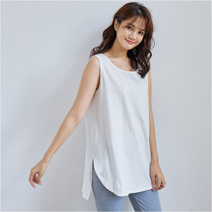 BACKYARD FAMILY「タンクトップ レディース スリット 通販 キャミソール キャミ 体系カバー トップス 下着」|Tシャツ・カットソー|