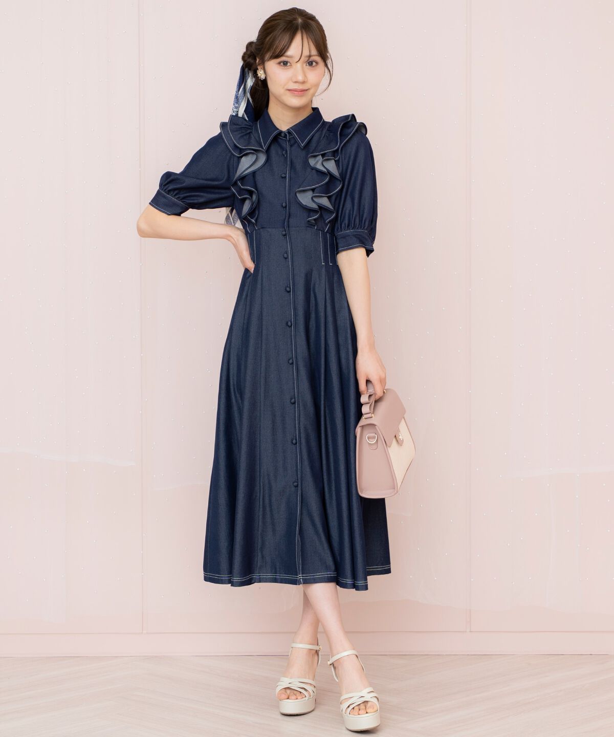 WILLSELECTION「ラッフルリボンタイシャツワンピース」|ワンピース|
