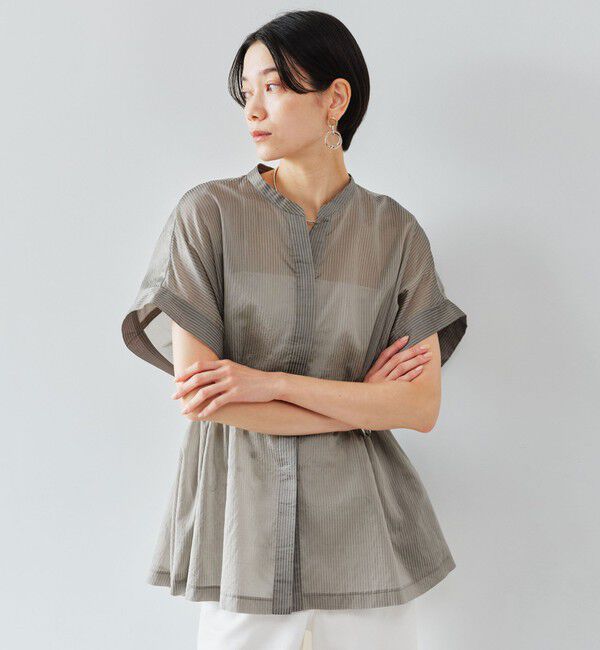 UNITED ARROWS green label relaxing「【結論シリーズ】ギャザーハイウエストブラウス［size SHORTあり］」|シャツ・ブラウス|
