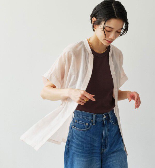 UNITED ARROWS green label relaxing「【結論シリーズ】ギャザーハイウエストブラウス［size SHORTあり］」|シャツ・ブラウス|