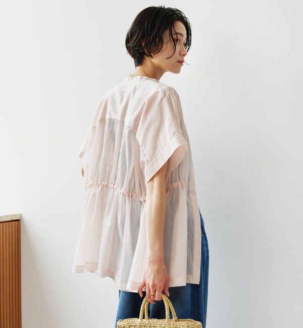 UNITED ARROWS green label relaxing「【結論シリーズ】ギャザーハイウエストブラウス［size SHORTあり］」|シャツ・ブラウス|