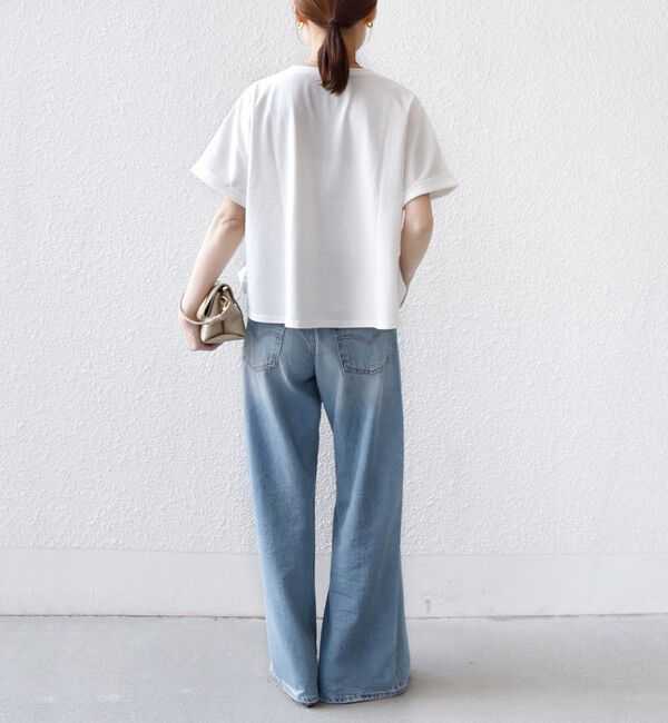 SHIPS for women「【WEB限定】〈汗染み防止/手洗い可能〉クロシェ ドッキング ショート スリーブ TEE」|Tシャツ・カットソー|