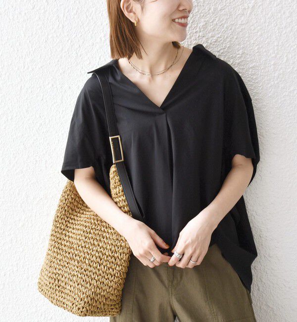 SHIPS any「SHIPS any:〈洗濯機可能〉ジャージー ワイド スキッパー ポロ プルオーバー」|Tシャツ・カットソー|