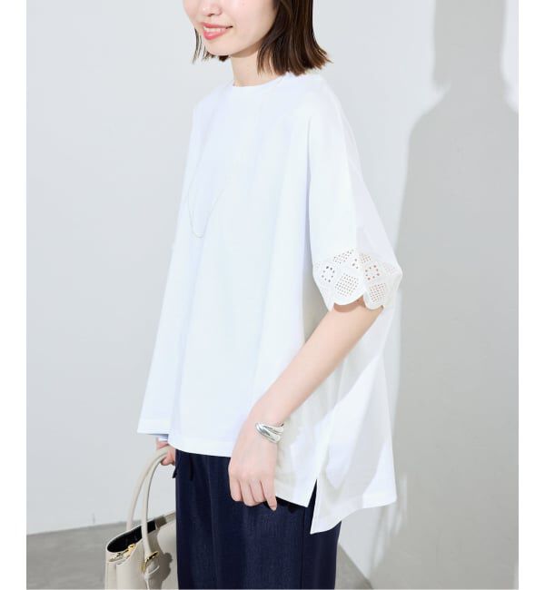 SLOBE IENA「《WEB限定/追加2予約》レースコンビニュアンスプルオーバー」|Tシャツ・カットソー|