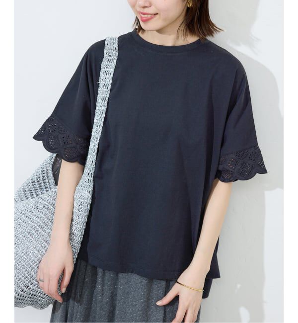 SLOBE IENA「《WEB限定/追加2予約》レースコンビニュアンスプルオーバー」|Tシャツ・カットソー|