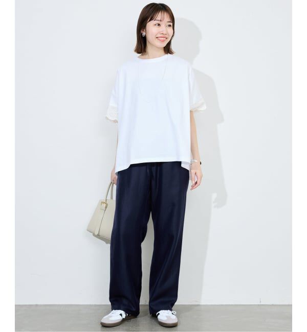 SLOBE IENA「《WEB限定/追加2予約》レースコンビニュアンスプルオーバー」|Tシャツ・カットソー|