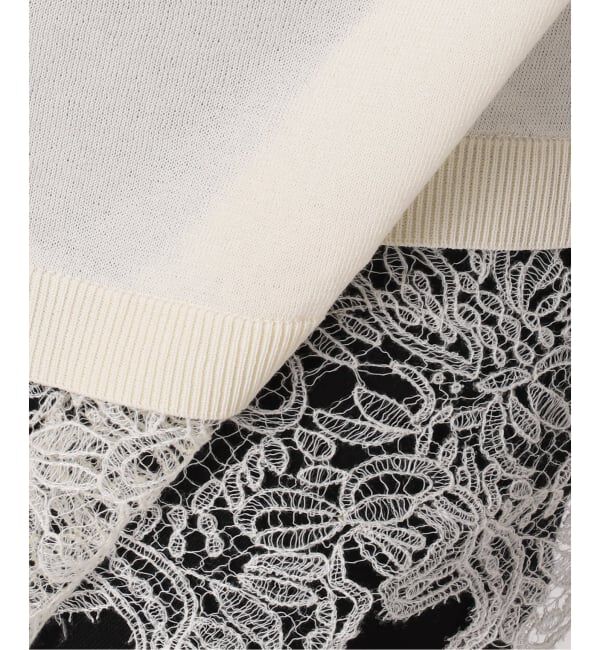 JOURNAL STANDARD「【洗える/接触冷感】WASHABLE COOL レースヘム ハーフスリーブ プルオーバー」|ニット・セーター|