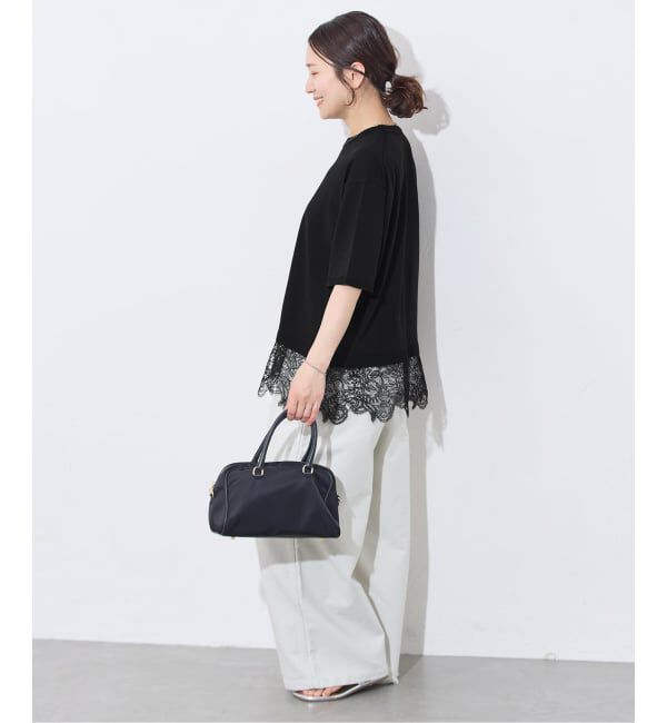 JOURNAL STANDARD「【洗える/接触冷感】WASHABLE COOL レースヘム ハーフスリーブ プルオーバー」|ニット・セーター|