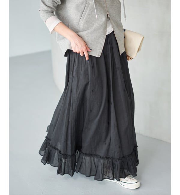 Spick and Span「《一部店舗+WEB限定》ドットエンブロイダリースカート」|スカート|