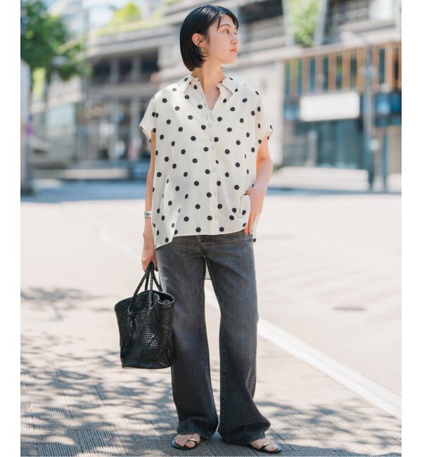 Spick and Span「《一部店舗+WEB限定 / 追加》ドットフレンチスリーブシャツ」|シャツ・ブラウス|