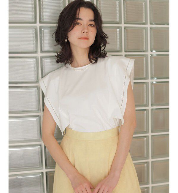組曲「プレーティング天竺 フレアスリーブカットソー」|Tシャツ・カットソー|ホワイト系