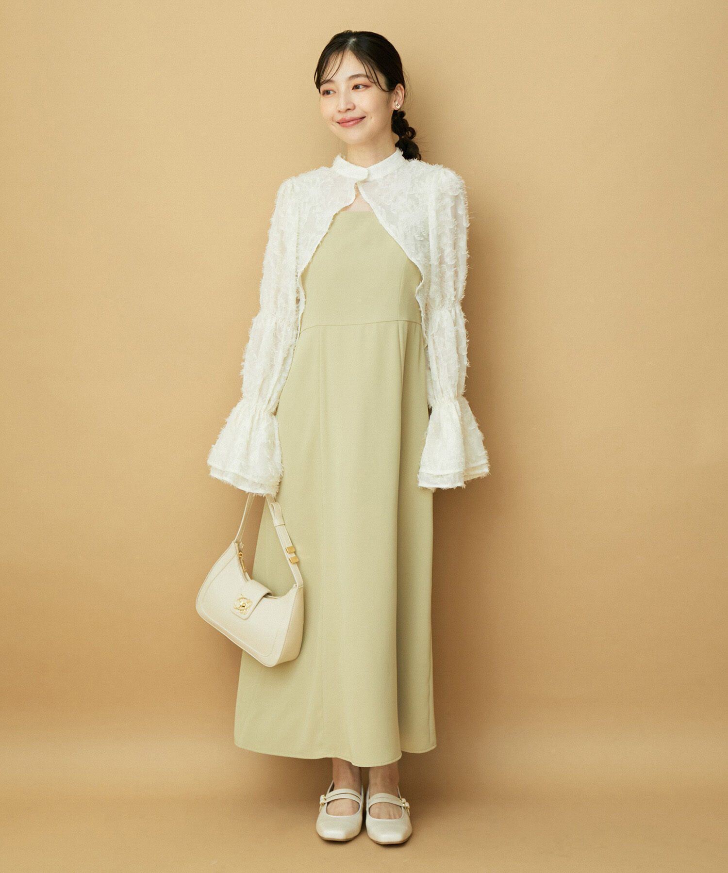 VIS「【VIS DRESS】シャーリングボレロセットワンピース」|ワンピース|カラシ系(87)