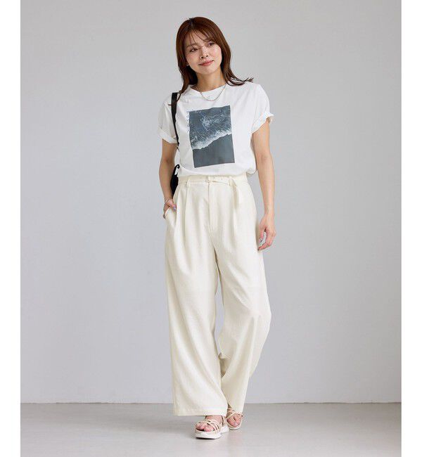 Rope&rsquo;Picnic「RENUロゴ＆フォトアソートプリントTシャツ/UVカット・接触冷感・イージーケア」|Tシャツ・カットソー|