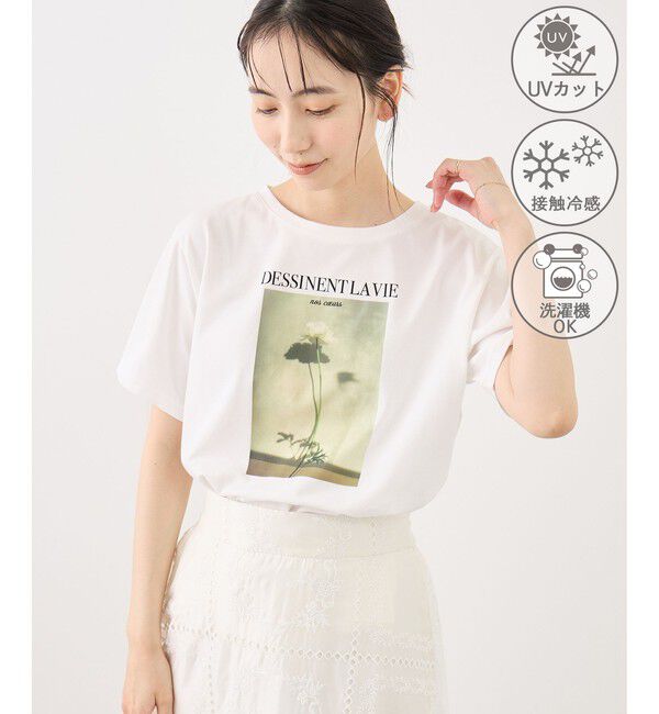 Rope&rsquo;Picnic「RENUロゴ＆フォトアソートプリントTシャツ/UVカット・接触冷感・イージーケア」|Tシャツ・カットソー|ホワイト系(12)