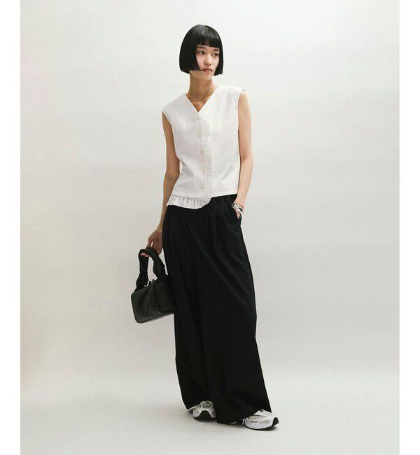 ADAM ET ROPE'「【WEB限定】・【定番】ラッフルコンビスリーブレストップス」|Tシャツ・カットソー|