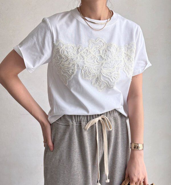  「レースドッキングTEE」|Tシャツ・カットソー|