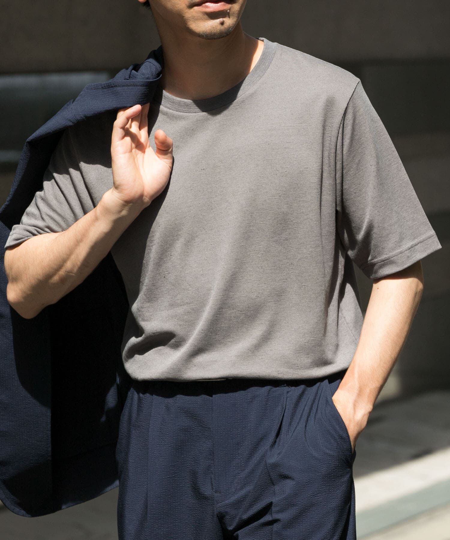 URBAN RESEARCH ROSSO「『WEB限定』『XLサイズあり』リネン混カノコクルーTシャツ」|Tシャツ・カットソー|チャコールグレー