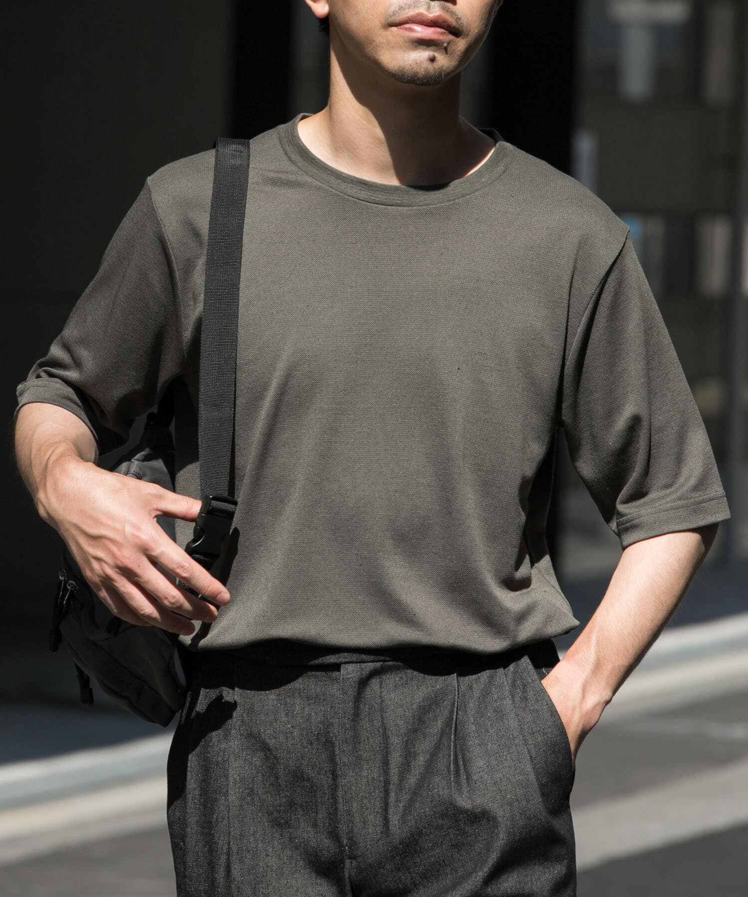 URBAN RESEARCH ROSSO「『WEB限定』『XLサイズあり』リネン混カノコクルーTシャツ」|Tシャツ・カットソー|カーキ