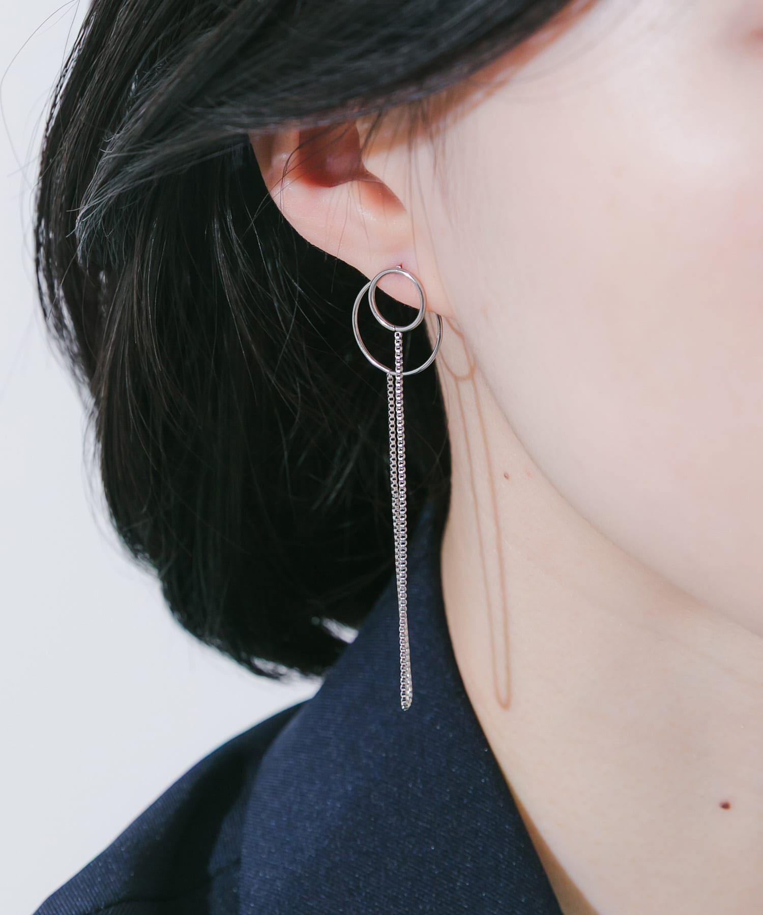 SMELLY「ステンレスダブルリングチェーンピアス」|ピアス|