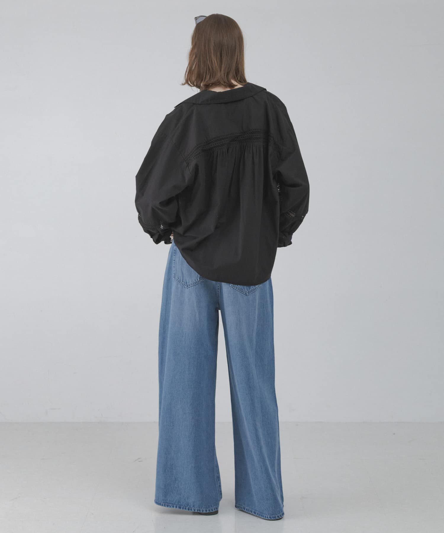 Sonny Label 「ブロッキングレースコットンシャツジャケット」|ノーカラーコート|