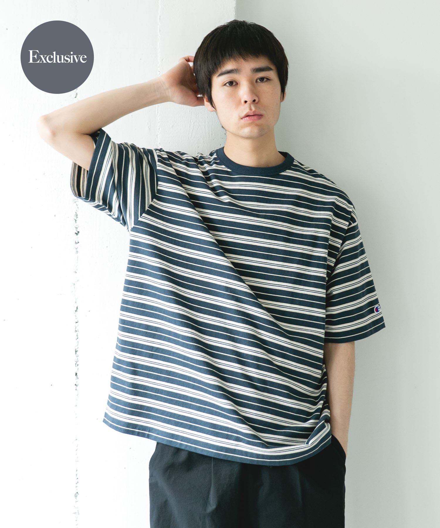 URBAN RESEARCH DOORS「『別注』CHAMPION&times;DOORS　BORDER T-SHIRTS」|Tシャツ・カットソー|ブルー系その他