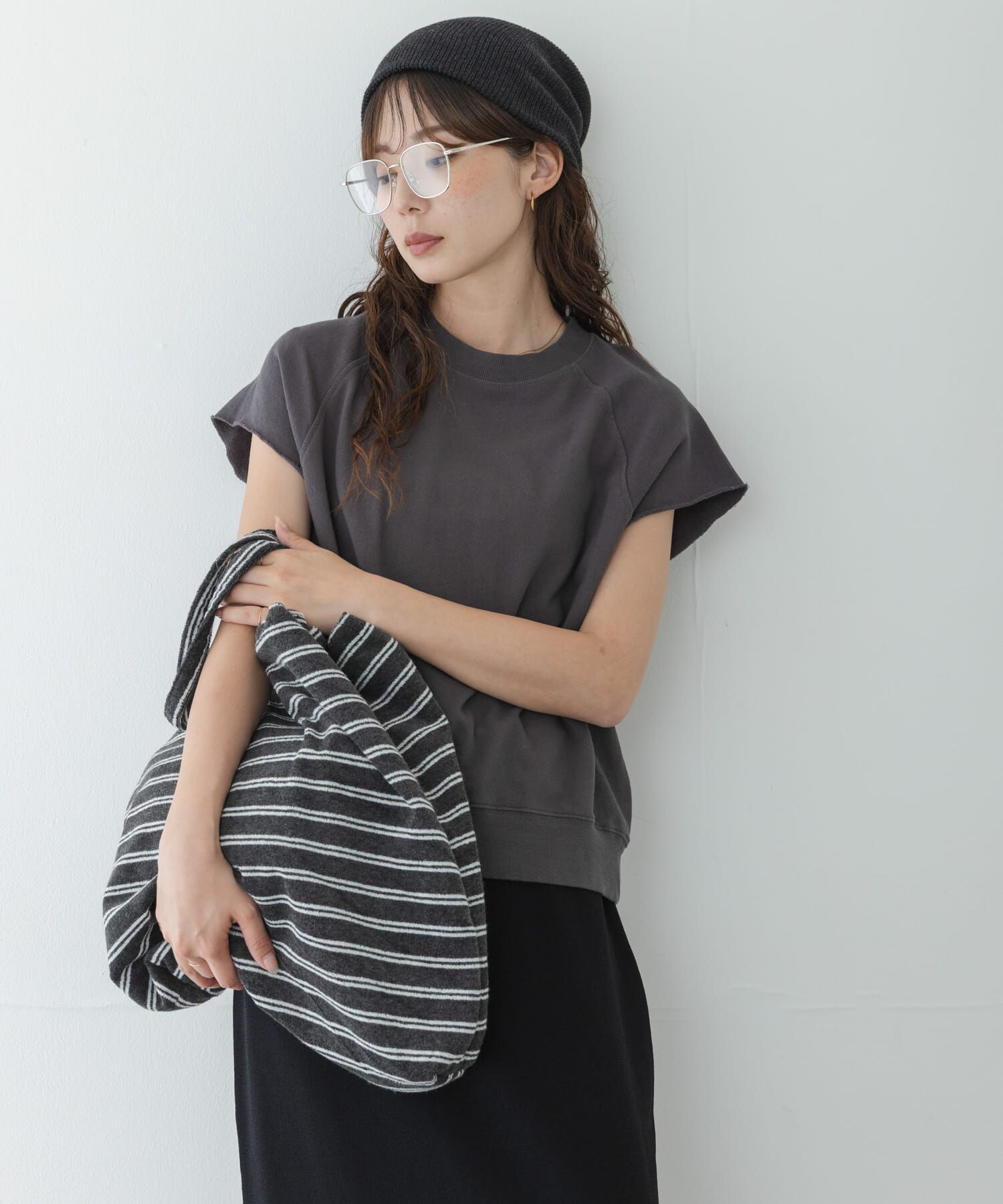 Sonny Label 「ガーゼ裏毛フレンチスリーブスウェット」|Tシャツ・カットソー|チャコールグレー