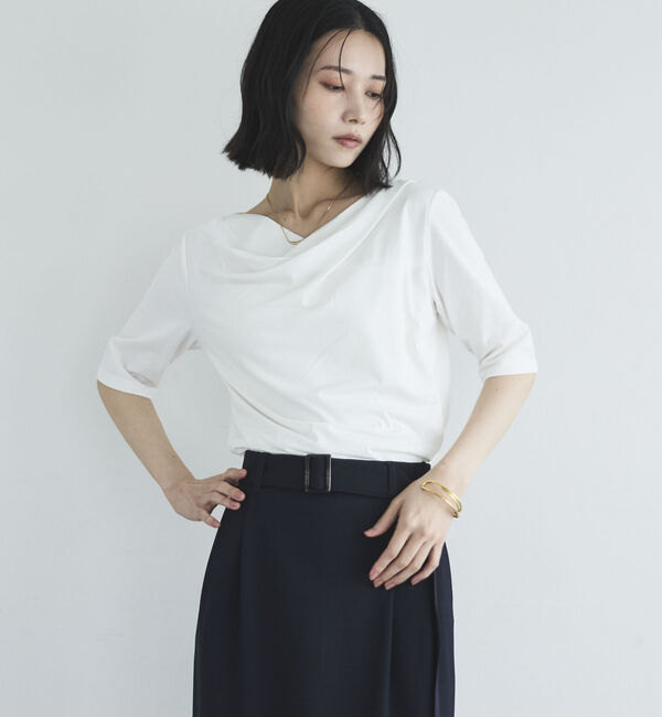 Doux archives「ニュアンスネック５分袖カットソー」|Tシャツ・カットソー|