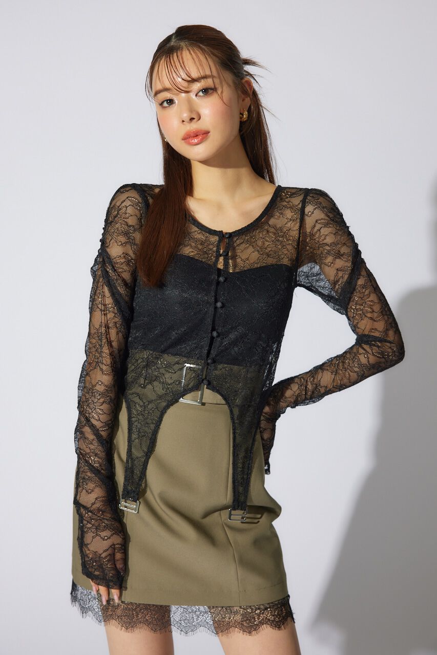 rienda「シアーレーストップス」|Tシャツ・カットソー|BLK