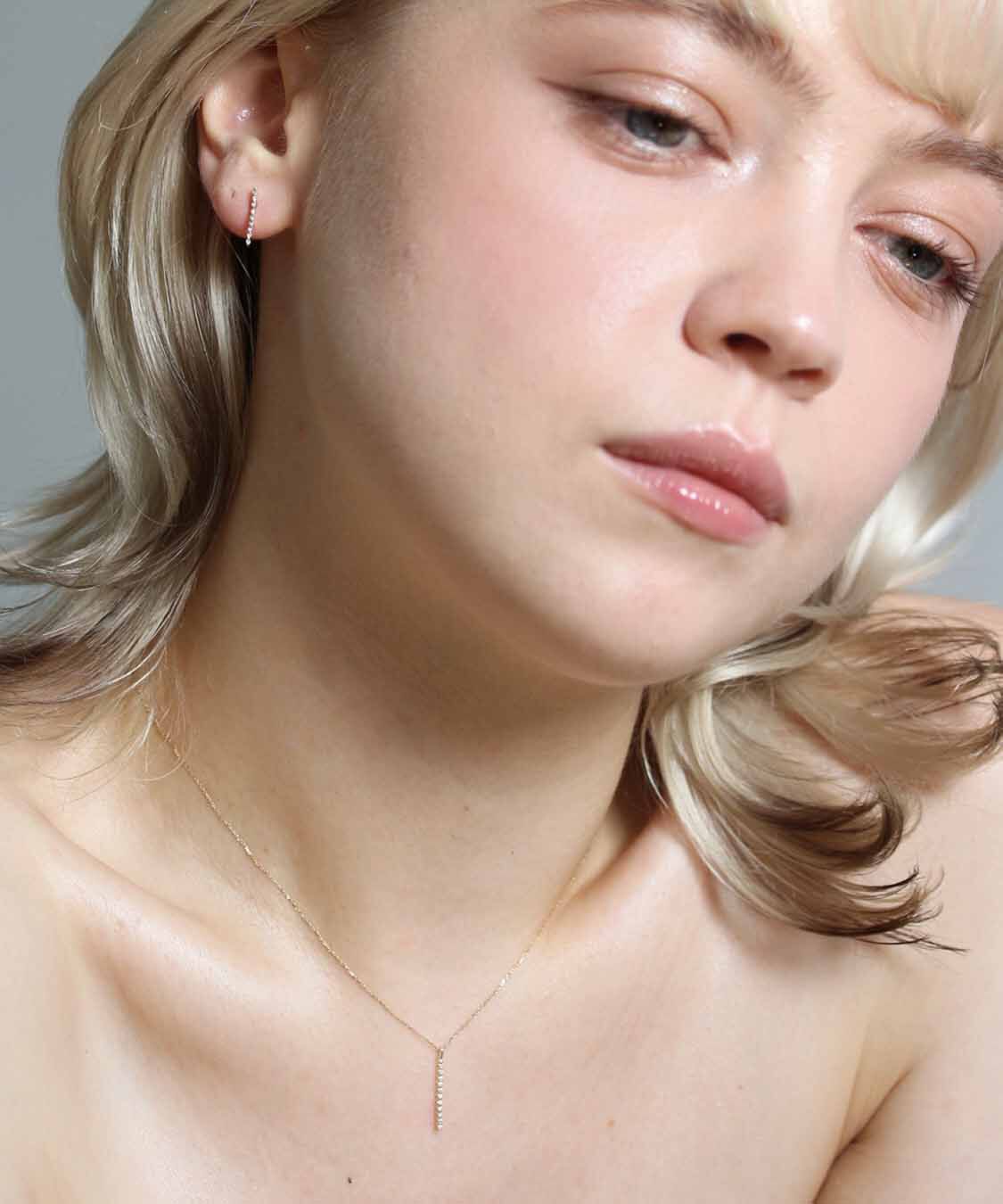  「ダイヤモンド ライン ピアス | K10YG〈世界最小〉」|ピアス|
