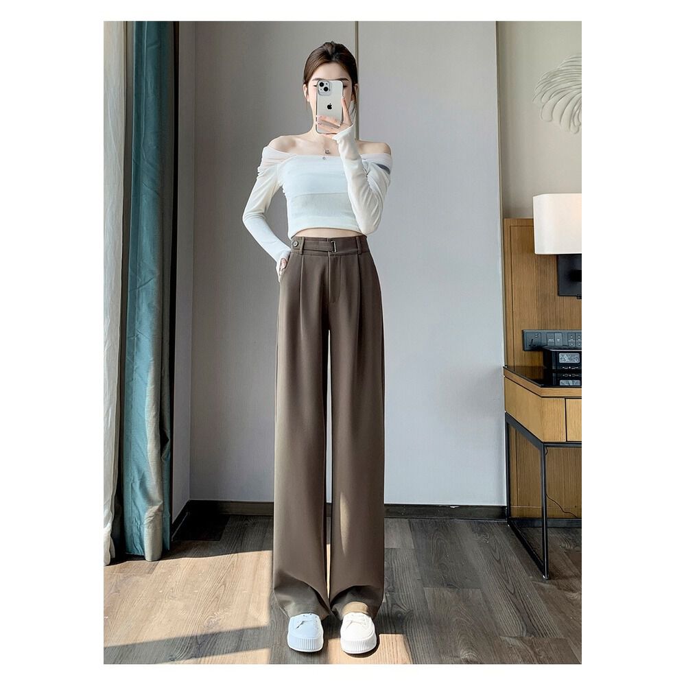BACKYARD FAMILY「ハイウエスト パンツ レディース 通販 レディースパンツ ハイウエストパンツ ワイドレッグパンツ」|スカート|ブラウン1