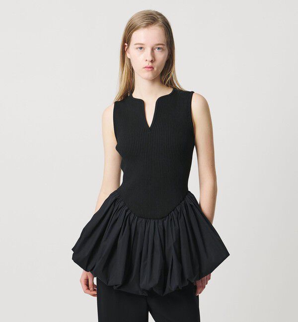 AEWEN MATOPH「＜AEWEN MATOPH＞コンビバルーンノースリーブニット」|ニット・セーター|BLACK