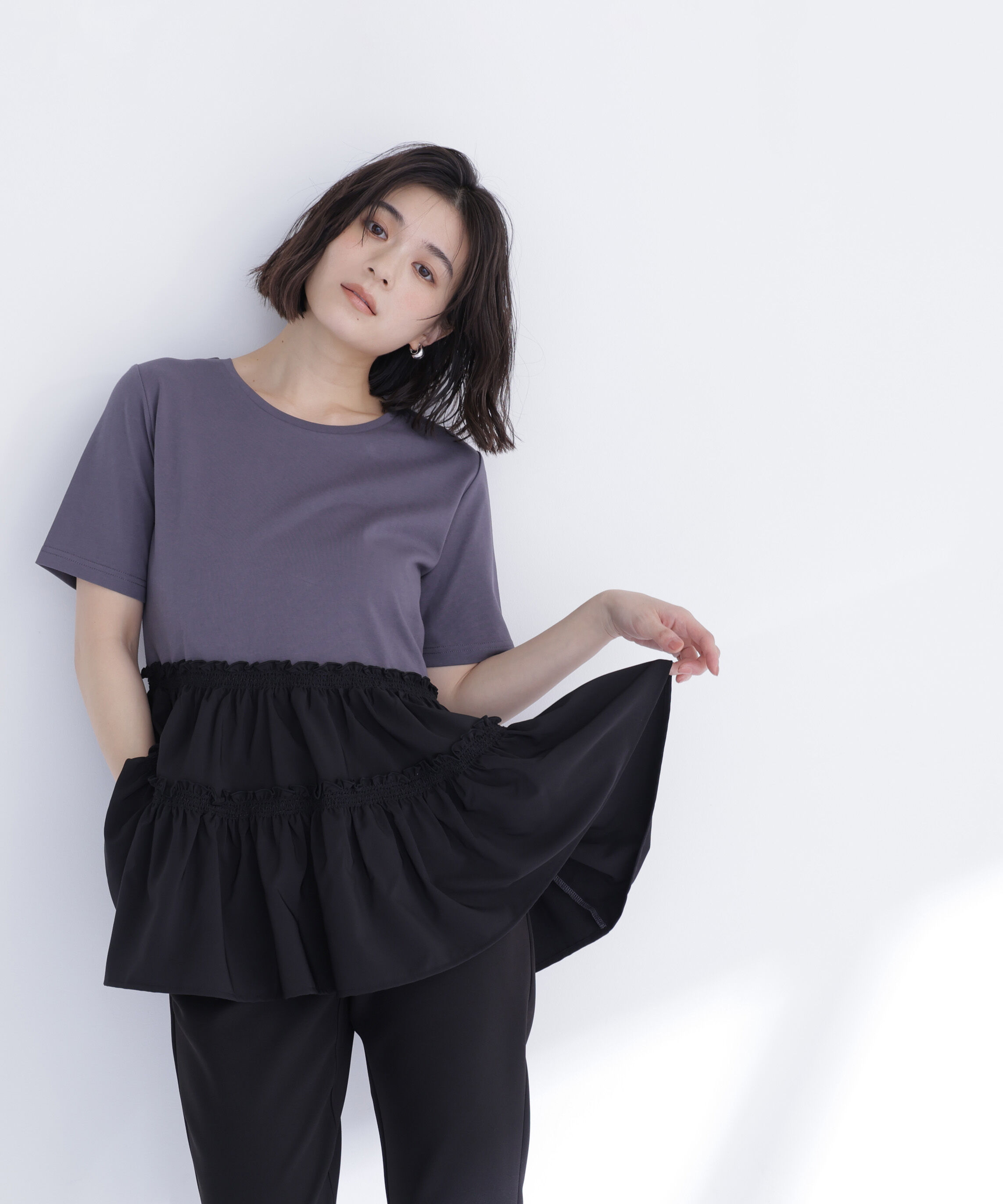  「ドッキングティアードカットソー」|Tシャツ・カットソー|