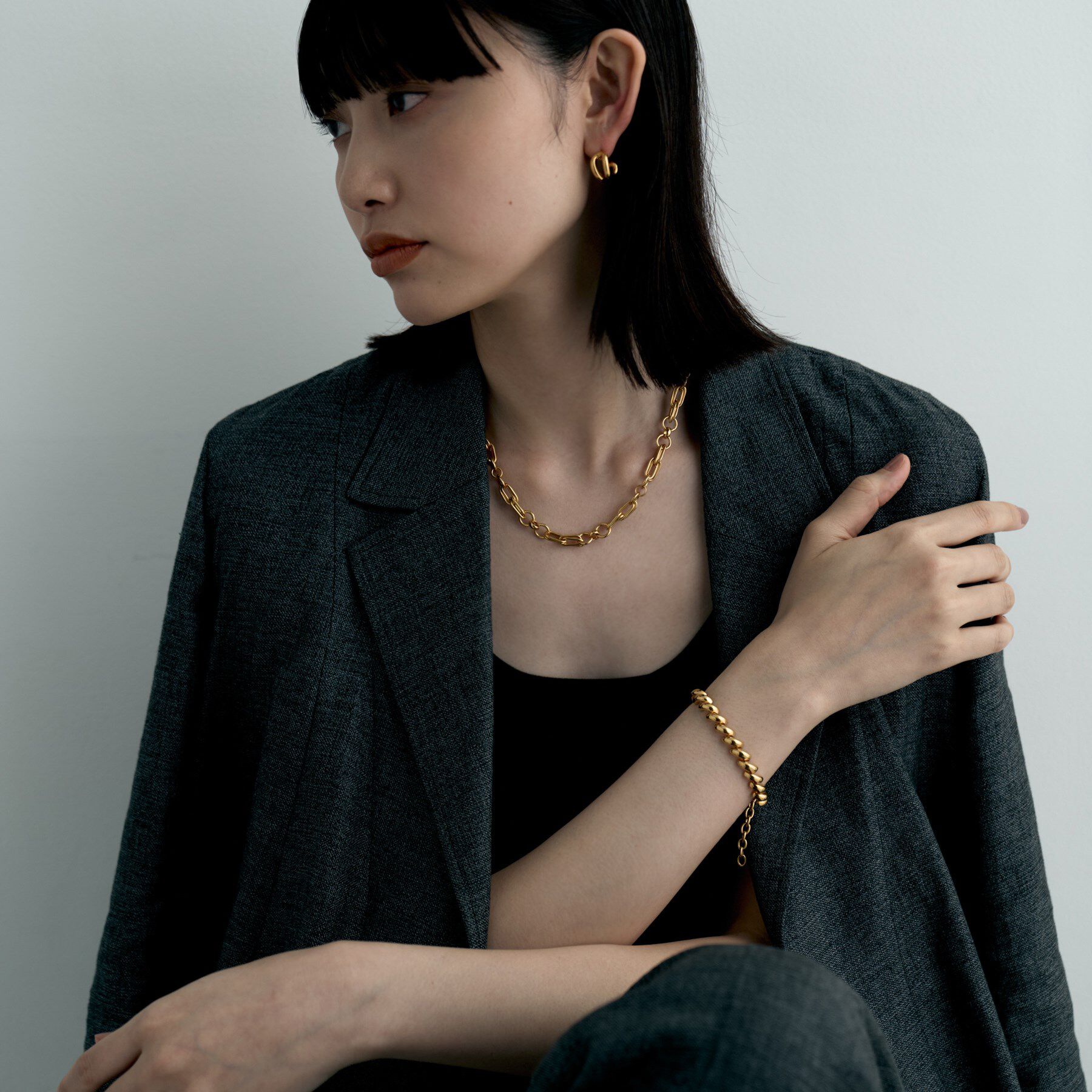 COCOSHNIK ONKITSCH「シルバー スモールフープ ニュアンスループピアス GP」|ピアス|