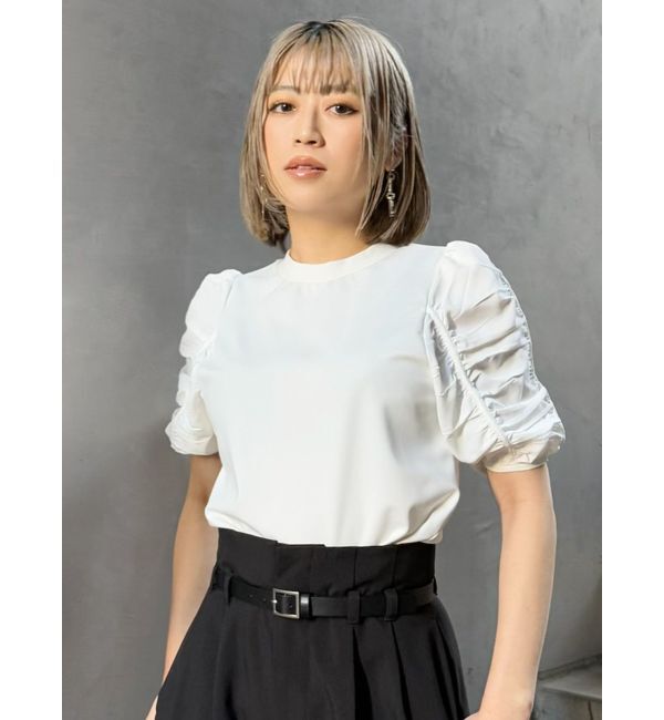 MURUA「ギャザースリーブトップス」|Tシャツ・カットソー|