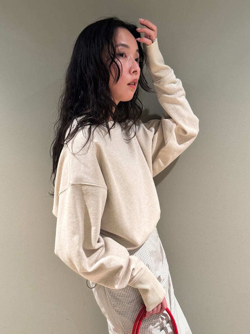 emmi atelier「ラメ裏毛クロップドプルオーバー」|Tシャツ・カットソー|